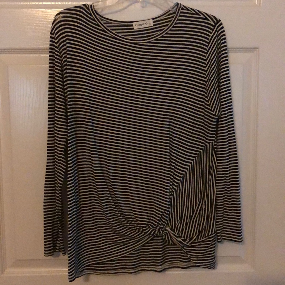 Black and White stripped knotted top